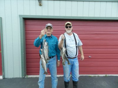 Ted and a friend with their catch from the Snake River on their Teton Valley fishing expedition.